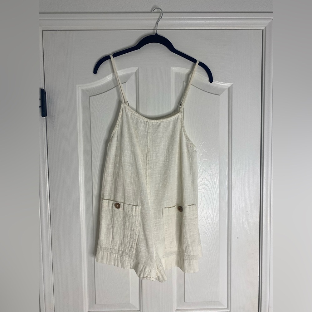 Rip Curl Cream Romper with Button Accents